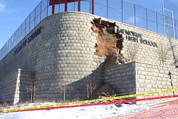 Facade of stadium wall collapses a second time 