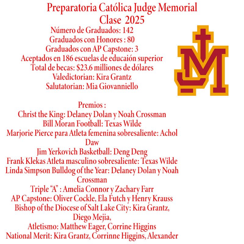 FELICIDADES Clase del 2025 Preparatoria Católica Judge Memoria